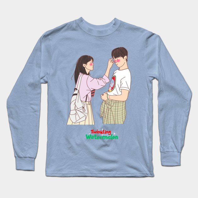 Twinkling Watermelon Kdrama Art Long Sleeve T-Shirt by ArtByAzizah